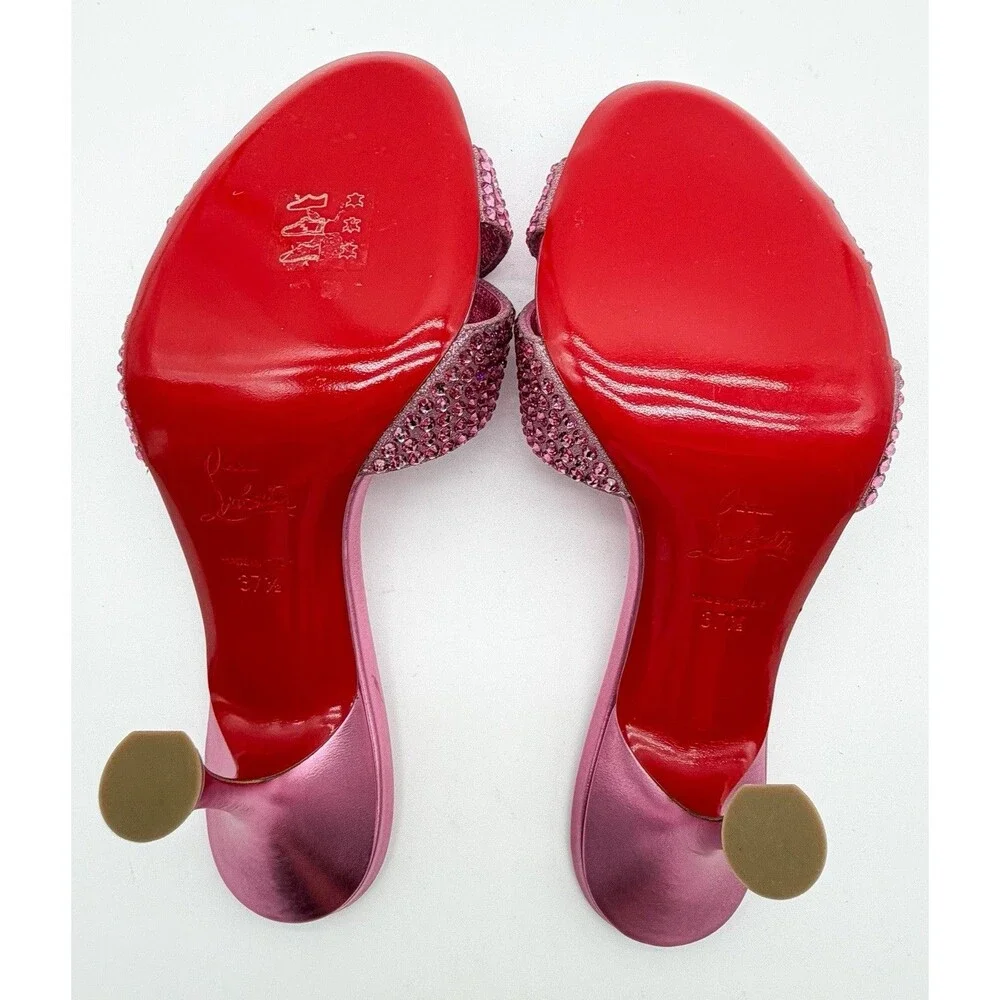 Christian Louboutin Mariza Is Back Strass 85 Mule Sandal Pink Metallic EU 37.5 - Picture 8 of 13
